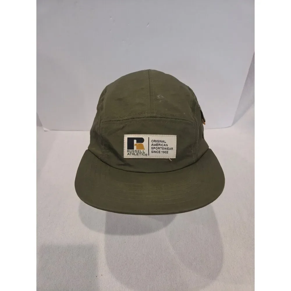 Russell Athletic 5 Panel Camp Hat Green American Sportswear Adjustable Strapback